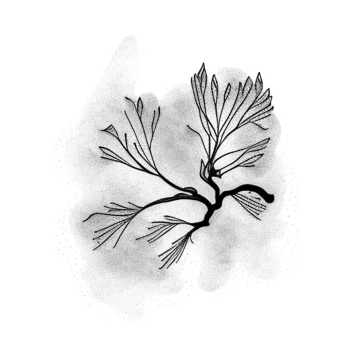 willow tree branch with a violet flower tattoo design idea