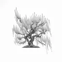 willow tree branch with a violet tattoo design idea