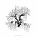 willow tree branch with a violet tattoo design idea