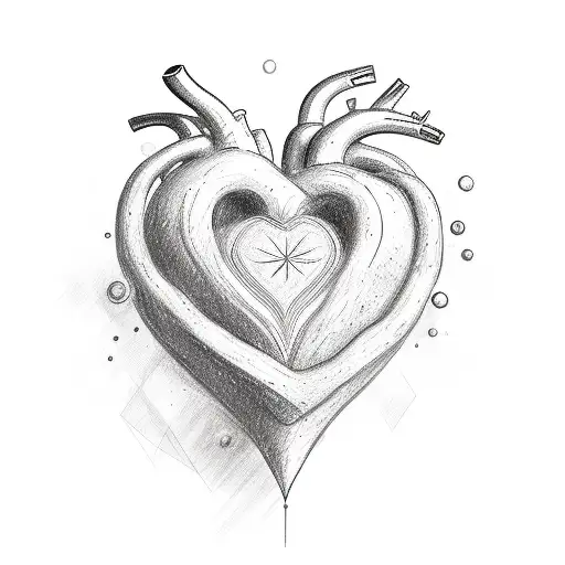 A sketch of a heart with the names 'Said' and 'Sara' written within tattoo design idea