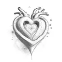 A sketch of a heart with the names 'Said' and 'Sara' written within tattoo design idea