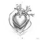 A sketch of a heart with the names 'Said' and 'Sara' written within tattoo design idea