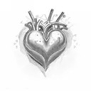 A sketch of a heart with the names 'Said' and 'Sara' written within tattoo design idea