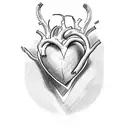 A sketch of a heart with the names 'Said' and 'Sara' written within tattoo design idea