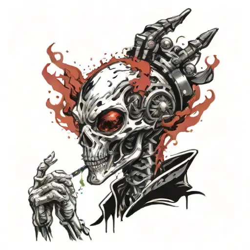 alien smoking tattoo design idea