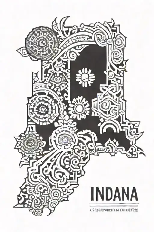 state of Indiana outline forming tattoo design idea