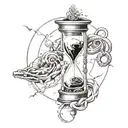 Broken hourglass with ouroboros snake tattoo design idea