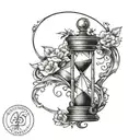 Broken hourglass with ouroboros snake tattoo design idea