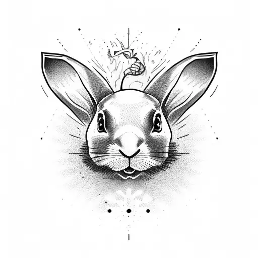 black rabbit jumping into death tattoo design idea