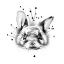 black rabbit jumping into death tattoo design idea