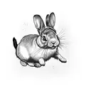 black rabbit jumping into death tattoo design idea