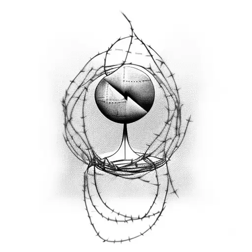 C'est la vie written in elegant script, intertwined with barbed wire and surrounded by floating clouds tattoo design idea