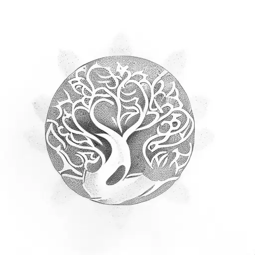 rise from ashes with koi fish and tree of life tattoo design idea