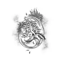 rise from ashes with koi fish and tree of life tattoo design idea