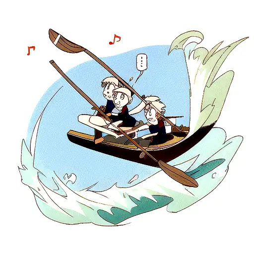 A rowing oar with musical notes as the blades tattoo design idea