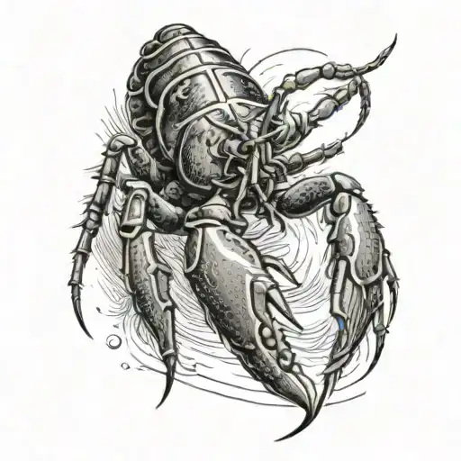 small cool crayfish tattoo design idea