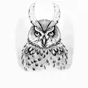 a viking killing owl with axe tattoo design idea