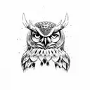 a viking killing owl with axe tattoo design idea
