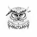 a viking killing owl with axe tattoo design idea