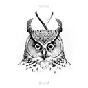 a viking killing owl with axe tattoo design idea