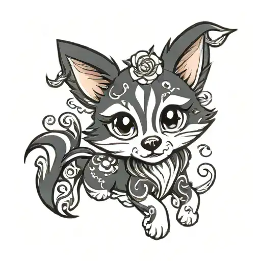 black and white husky littlest pet shop tattoo design idea