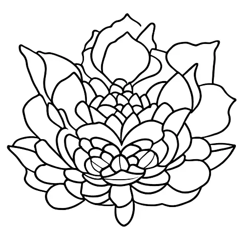 A serene lotus flower floating on calm water tattoo design idea