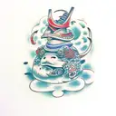 samurai toad tattoo design idea