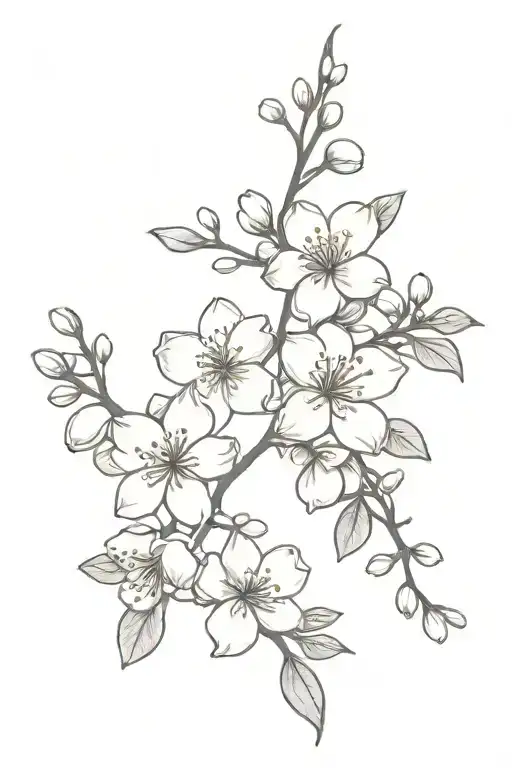 forearm tattoo cherry blossoms, acacia flowers, stock, cyclamens tattoo design idea