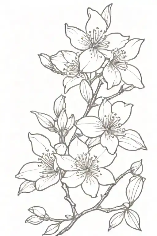forearm tattoo cherry blossoms, acacia flowers, stock, cyclamen, azalea flowers tattoo design idea