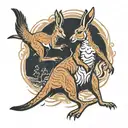 kangaroo fighting agains condor flying tattoo design idea