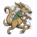 kangaroo fighting agains condor flying tattoo design idea