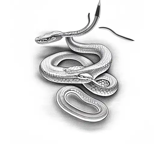 the snake crawls around the arrow dart tattoo design idea