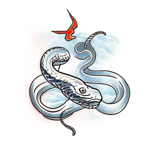 snake around dart tattoo design idea