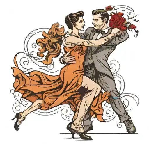 couple dancing in ballroom  tattoo design idea