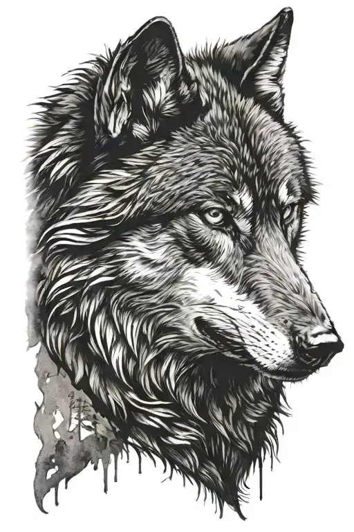Black wolf tattoo design idea