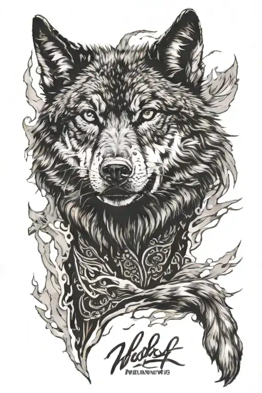 black wolf tattoo design idea