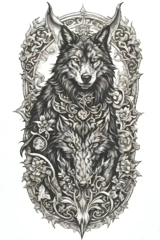 black wolf tattoo design idea