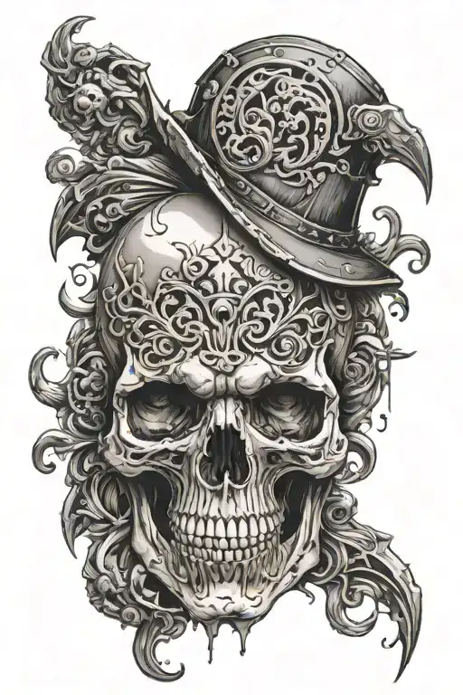 Skull Mysterious and Dark tattoo design idea