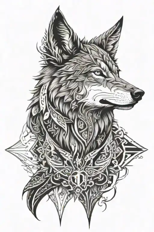 black wolf tattoo design idea