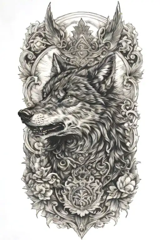 black wolf tattoo design idea