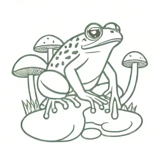 frog and mushroom   tattoo design idea