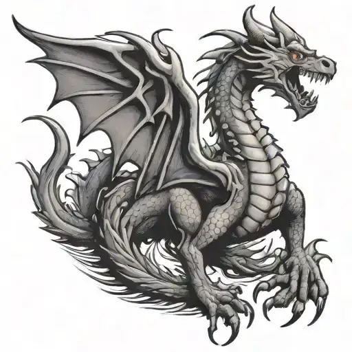 Traditional American tattoo design featuring a dragon tattoo design idea