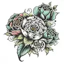Flowers with pops of color tattoo design idea
