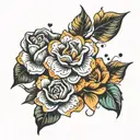Flowers with pops of color tattoo design idea