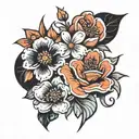 Flowers with pops of color tattoo design idea