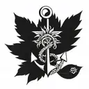 weed leaf and anchor intertwined tattoo design idea