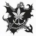 weed leaf and anchor intertwined tattoo design idea