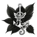 weed leaf and anchor intertwined tattoo design idea