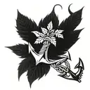 weed leaf and anchor intertwined tattoo design idea