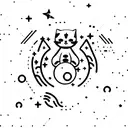 cute cat floating in space and the stars creates a binary code pattern tattoo design idea